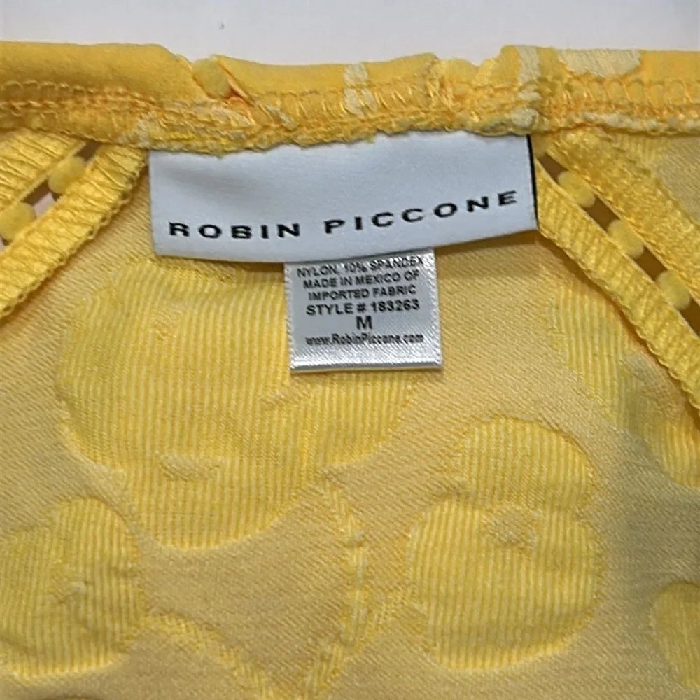 Robin Piccone Yellow texture floral bikini swim bottom size medium
